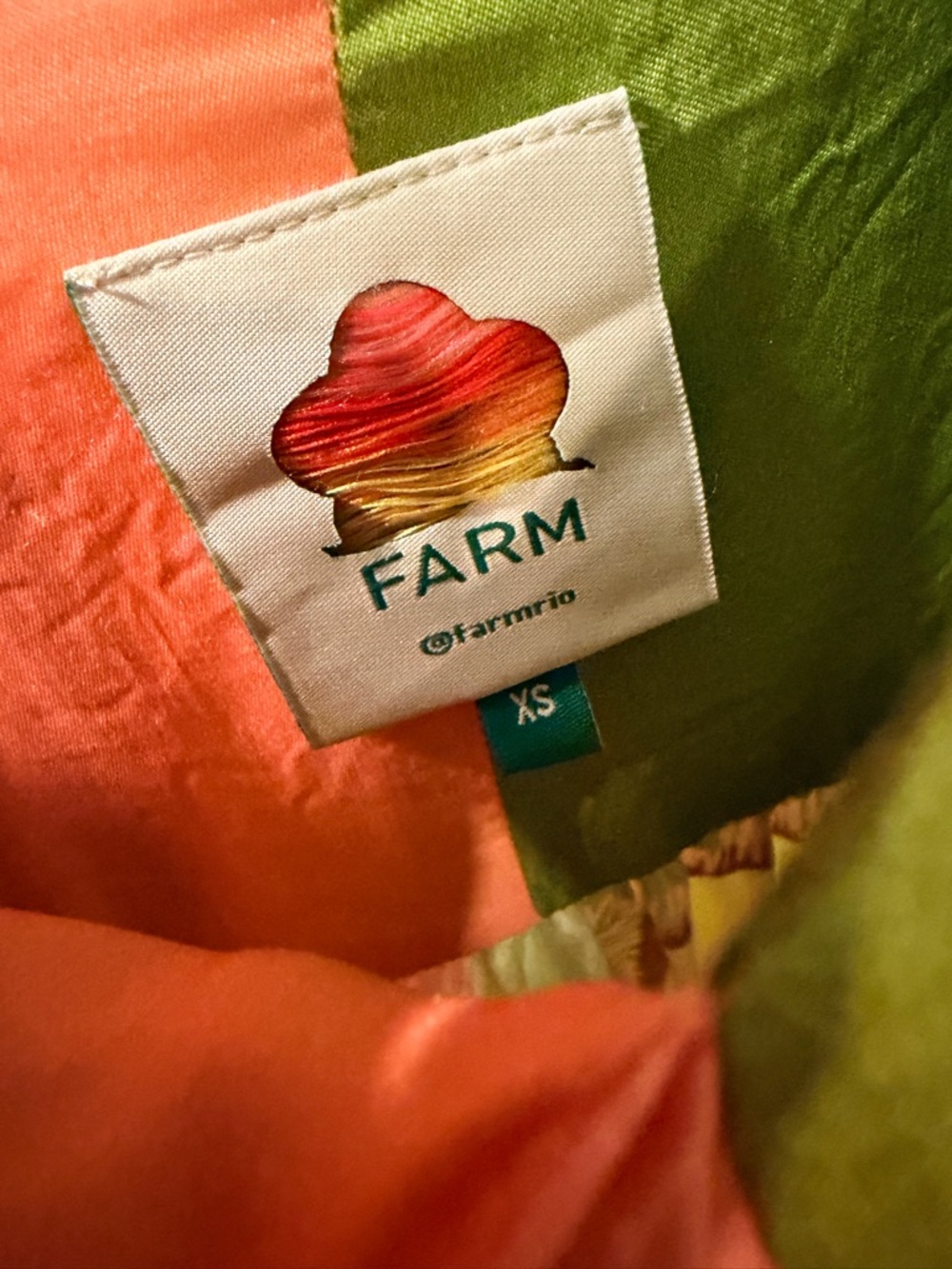 Farm Rio Double Scarves Midi Dress XS Colorblock Tropical 🌴 Cutout Button Front - Picture 10 of 14